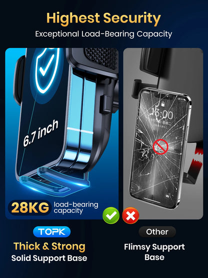 TOPK Car Phone Holder Air Vent Car Mount [Big Phone & Thick Cases] Hands Free Cell Phone Automobile Clamp Cradles for All Phones