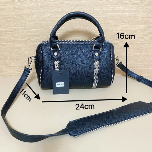 2025 nouveau zv haute qualité Y2K Lychee noir sac à bandoulière en cuir femmes seau sac oreiller sac