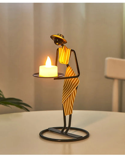 Rustic Wedding Table Centerpiece Decor Living Room Human Figurines Candlestick Gifts Candle Holders Home Decoration Accessories