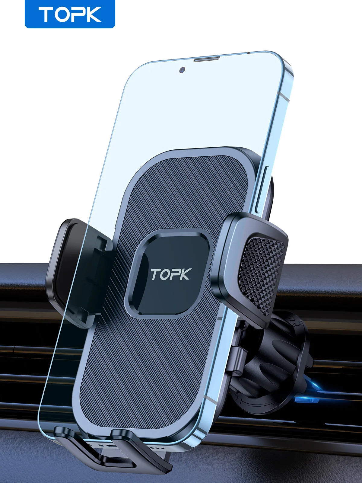 TOPK Car Phone Holder Air Vent Car Mount [Big Phone & Thick Cases] Hands Free Cell Phone Automobile Clamp Cradles for All Phones