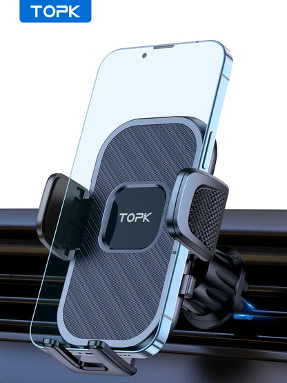 TOPK Car Phone Holder Air Vent Car Mount [Big Phone & Thick Cases] Hands Free Cell Phone Automobile Clamp Cradles for All Phones