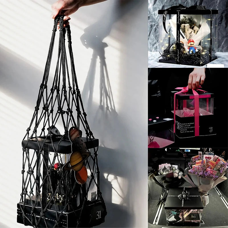 Clear Gift Box PVC Transparent Rose Flower Bear Gift Cake Package Box Wedding Birthday Christmas Present Dessert Decoration Case