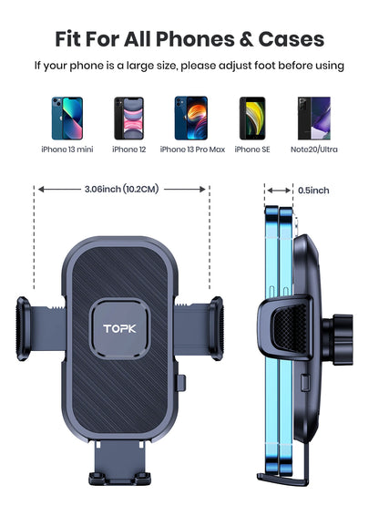 TOPK Car Phone Holder Air Vent Car Mount [Big Phone & Thick Cases] Hands Free Cell Phone Automobile Clamp Cradles for All Phones