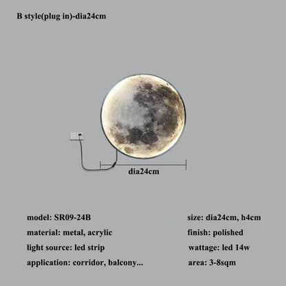 Modern 3D Moon Led Wall Lamp Living Room Background Light Home Decor Lamparas Bedroom Bedside Lighting Corridor Sconce Luminaire