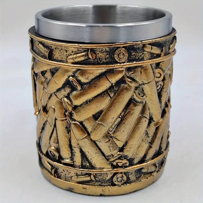 Mugs Coffee Cups Gun Mug with Ammo Bullet Design Beer Stainless steeland Resin Drinkware Fathers Birthday Day Gifts 400ML