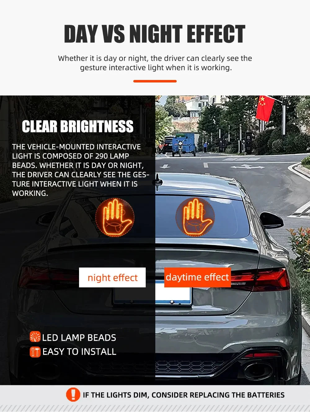 Funny LED Expression Gesture Atmospere Lamp With Remote Control Multi-function Display Car Rear Windshield Ambient Mood Light