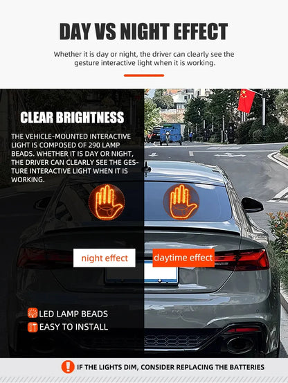 Funny LED Expression Gesture Atmospere Lamp With Remote Control Multi-function Display Car Rear Windshield Ambient Mood Light