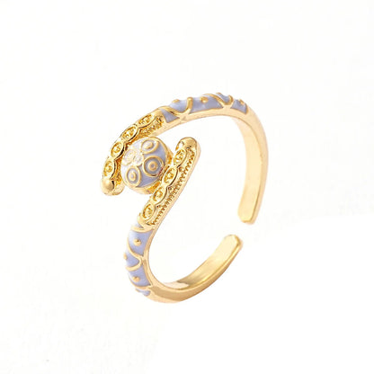 Ajojewel Golden Dubai Bride Jewelry Set Blue Enamel Bangle Ring Adjustable Bangles For Woman 2024