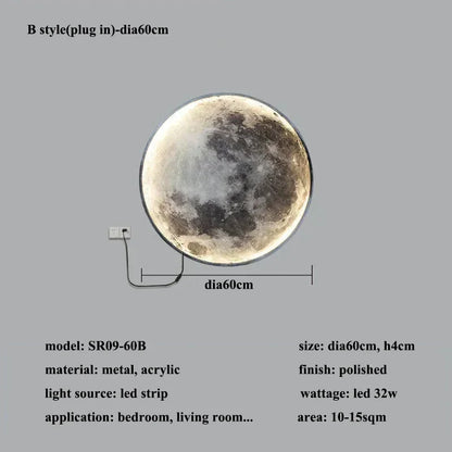 Modern 3D Moon Led Wall Lamp Living Room Background Light Home Decor Lamparas Bedroom Bedside Lighting Corridor Sconce Luminaire