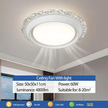 Modern Bladeless Ceiling Fan Lamps Bedroom Round Vaneless Ceiling Lamp Fan Remote Dimmable Bladeless ventilate Fan Circulator