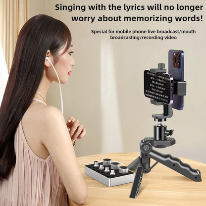 Phone Teleprompter Prompter Clip for Phone Live Broadcast Desktop Handheld Stand Video Subtitle Speech Read Tripod Accessories