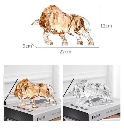 Room Decor Animal Ox Sculpture Ornaments Acrylic Crystal Crafts Statue Living Room Office Desktop Decoration Nordic Artwork Gift