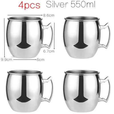 4pcs 550ml Hammered Copper Plated Moscow Mule Mug Cocktail Beer Coffee Cup Drinkware Tazas