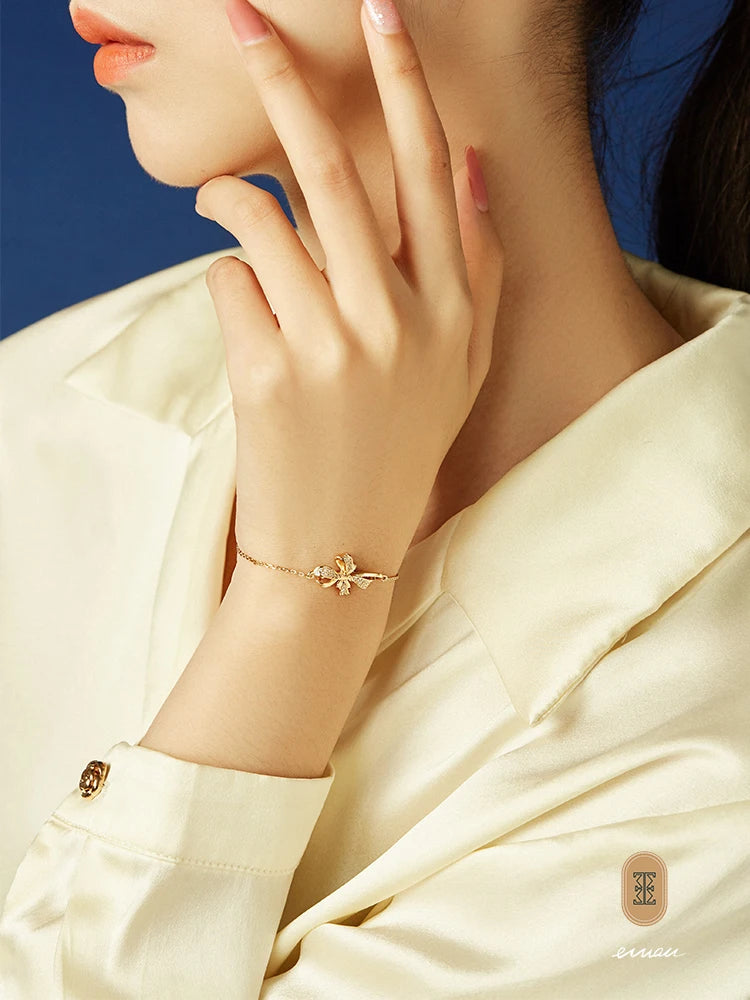 Bracelet French Bow Bracelet Silver-plated Light Luxury Niche High-end Sense Retro Temperament