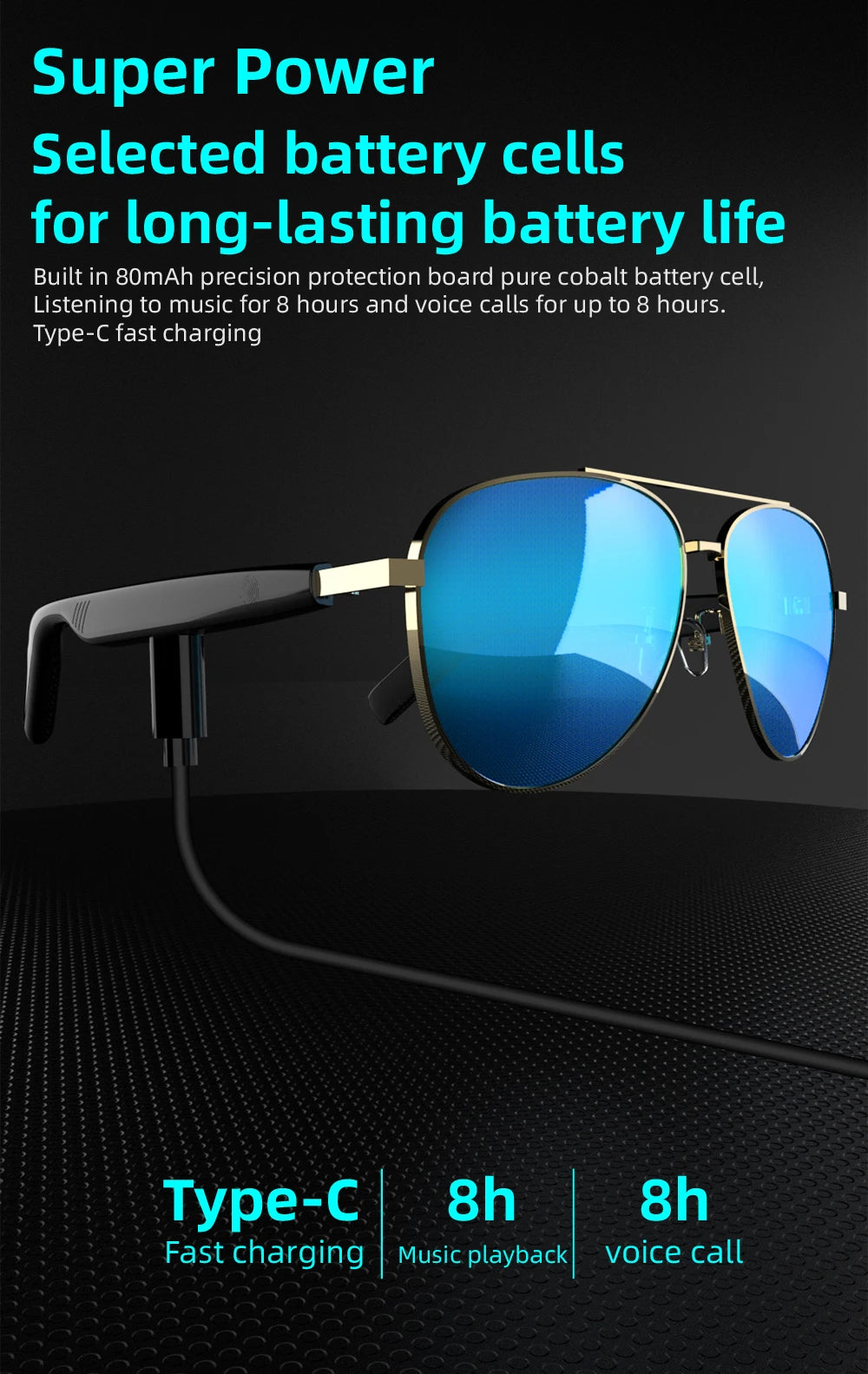 Bluetooth 5.4 Glasses Headphones Wireless Glasses Earphones Air Conduction Headsets HiFi Noise Reduction Earbuds Outdoor Sport