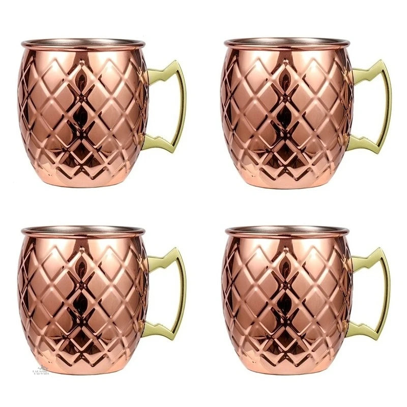4pcs 550ml Hammered Copper Plated Moscow Mule Mug Cocktail Beer Coffee Cup Drinkware Tazas