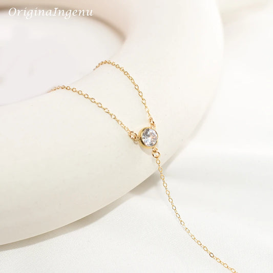 Gold Y Necklace Gold Filled Choker  Handmade Jewelry Zircon Pendants Collier Femme Kolye Collares Boho Necklace For Women