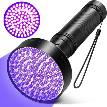 UV Flashlight 100LEDs LGUIY UV Light Torch Lamp 395nm Ultraviolet Blacklight Pet Dog Cat Bug Detector with UV Protection Glasses