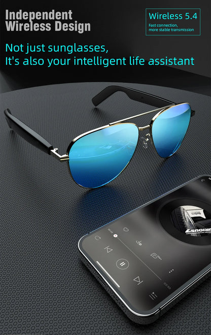 Bluetooth 5.4 Glasses Headphones Wireless Glasses Earphones Air Conduction Headsets HiFi Noise Reduction Earbuds Outdoor Sport