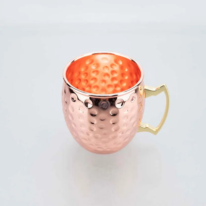 Moscow Mule Mug Set with Straw Copper Plated Hammered 350ml - 304 Stainless Steel Mini Cups with Gift Box for Bar and Home