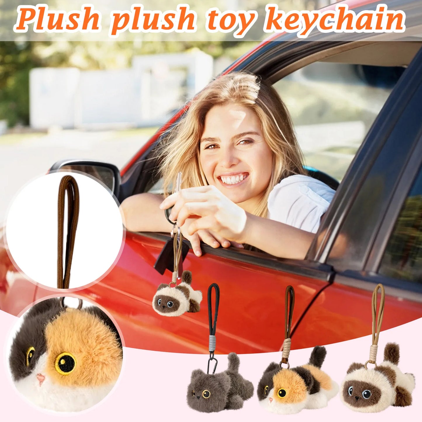 Cute Cartoon Cat Plush Toys Soft Plush Doll Car Bag Pendant Key Chain Stuffed Animals Toy Kids Girl Boy Gifts