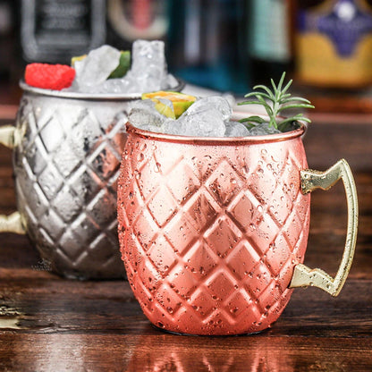 4pcs 550ml Hammered Copper Plated Moscow Mule Mug Cocktail Beer Coffee Cup Drinkware Tazas
