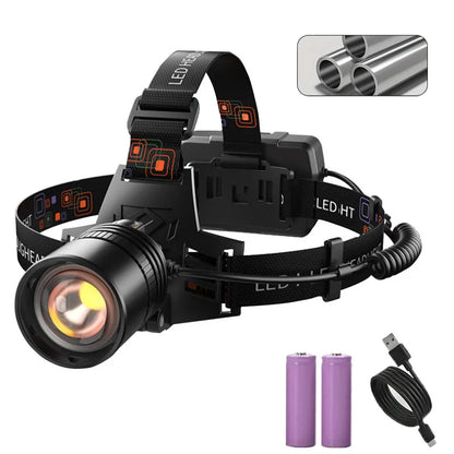 Powerful LED Headlamp Aluminium Alloy Headlight Led Head High Lumen Rechargeable Led Headlamp Camping Searching Hunting Fishing