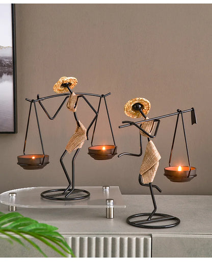 Rustic Wedding Table Centerpiece Decor Living Room Human Figurines Candlestick Gifts Candle Holders Home Decoration Accessories