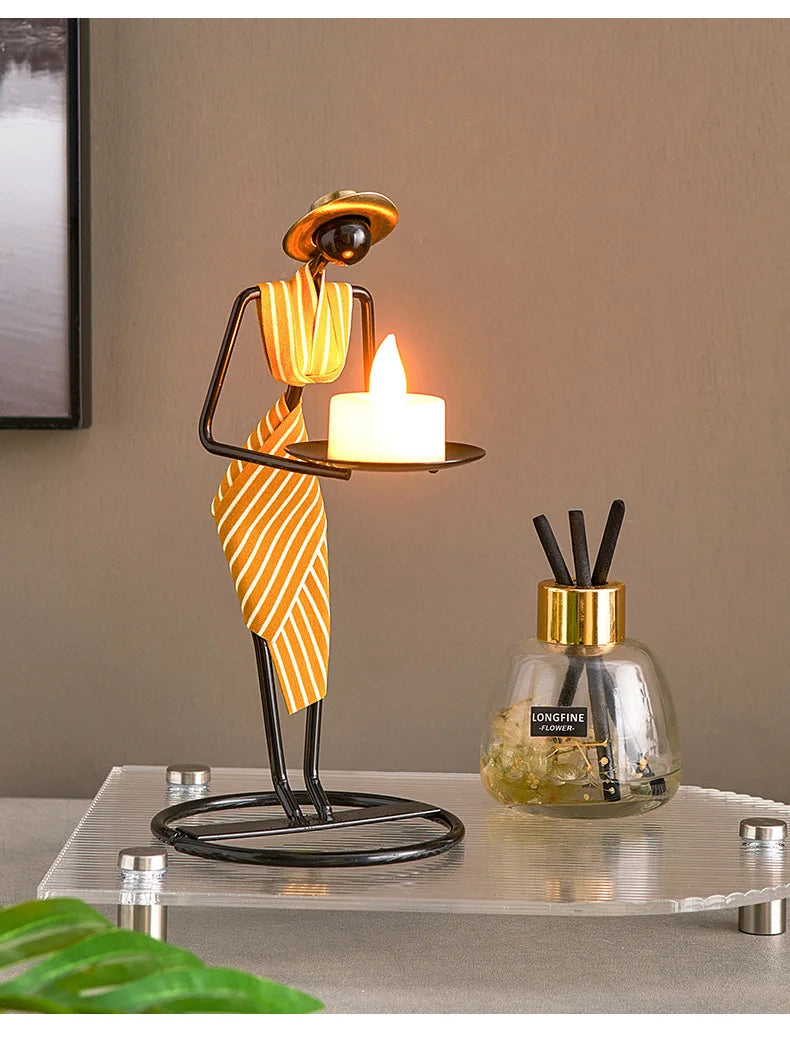 Rustic Wedding Table Centerpiece Decor Living Room Human Figurines Candlestick Gifts Candle Holders Home Decoration Accessories
