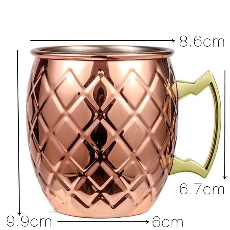 4pcs 550ml Hammered Copper Plated Moscow Mule Mug Cocktail Beer Coffee Cup Drinkware Tazas