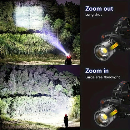 Powerful LED Headlamp Aluminium Alloy Headlight Led Head High Lumen Rechargeable Led Headlamp Camping Searching Hunting Fishing
