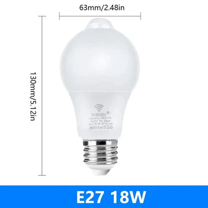 Motion Sensor Light 220V 110V E27 6W 9W 12W 15W 18W 20W LED Lamp Auto Smart Infrared Bulb Energy Saving Bombillas Home Porch