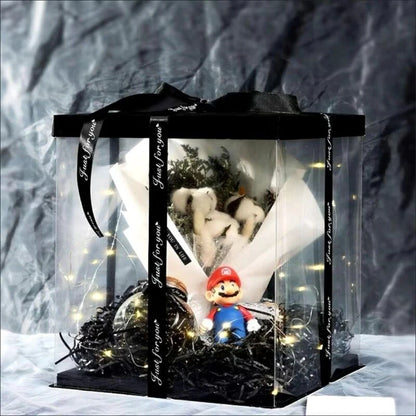 Clear Gift Box PVC Transparent Rose Flower Bear Gift Cake Package Box Wedding Birthday Christmas Present Dessert Decoration Case