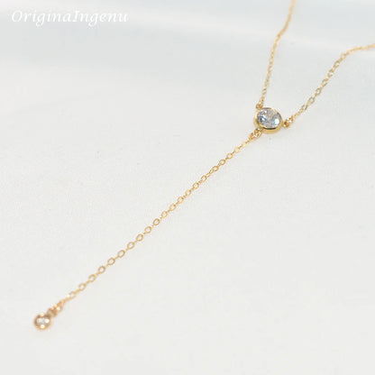 Gold Y Necklace Gold Filled Choker  Handmade Jewelry Zircon Pendants Collier Femme Kolye Collares Boho Necklace For Women