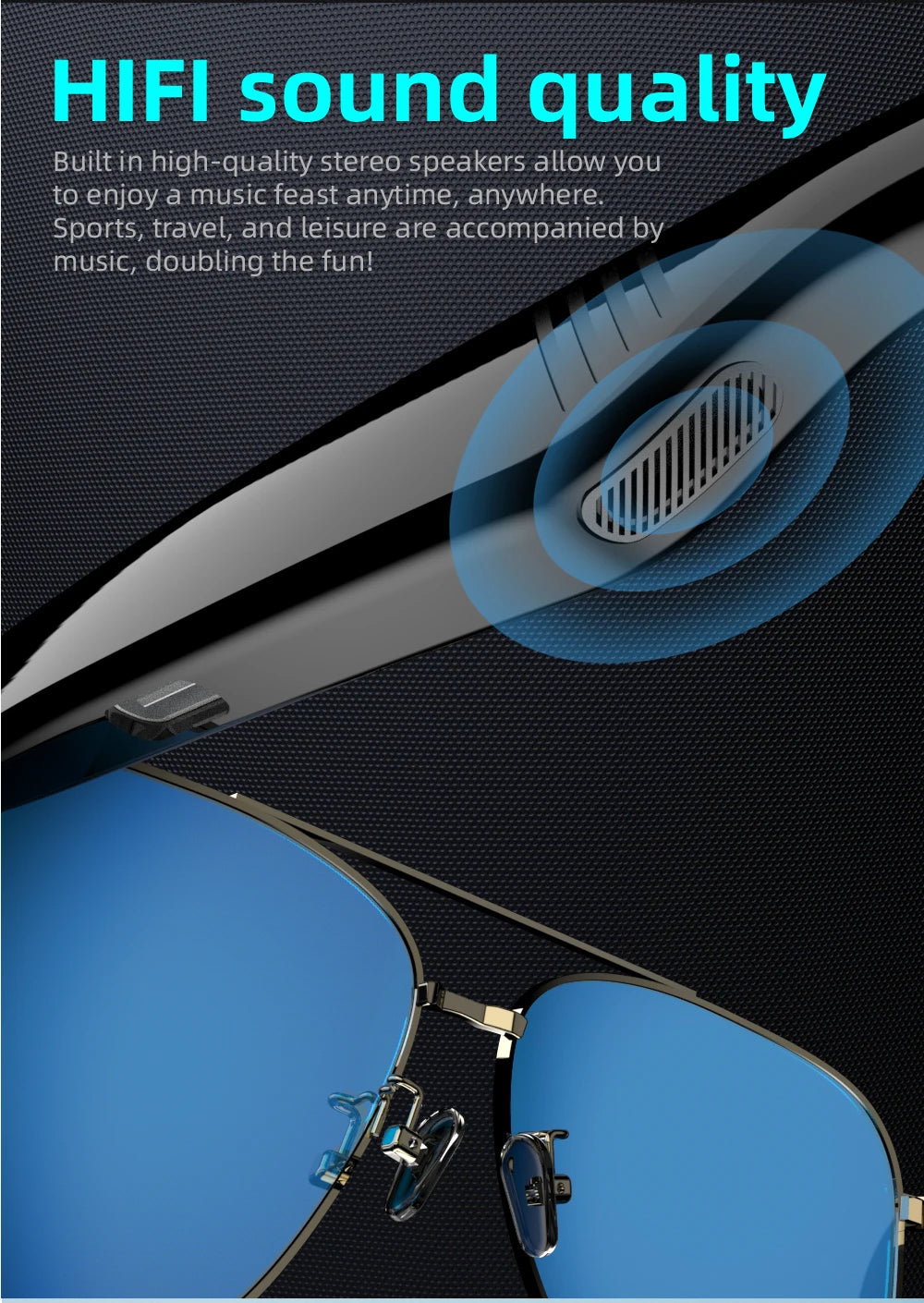 Bluetooth 5.4 Glasses Headphones Wireless Glasses Earphones Air Conduction Headsets HiFi Noise Reduction Earbuds Outdoor Sport