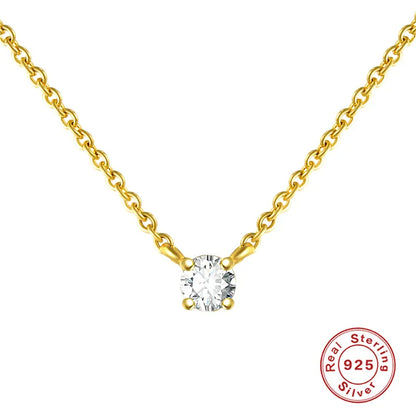 CANNER 925 Sterling Silver Necklace Women Cubic Zirconia Necklace Jewelry CZ Crystal Choker Necklace Gold Color Collier H40