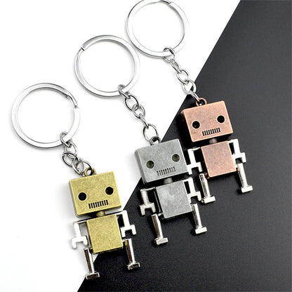 Vintage Mechanical Screw Robot Keychain Creative Movable Joint Steampunk Robot Car Key Holder For Men Backpack Pendants