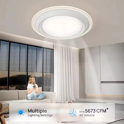 Modern Bladeless Ceiling Fan Lamps Bedroom Round Vaneless Ceiling Lamp Fan Remote Dimmable Bladeless ventilate Fan Circulator