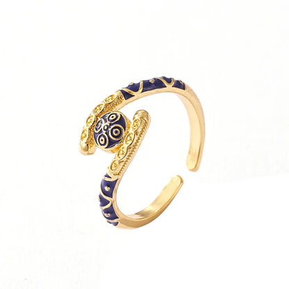 Ajojewel Golden Dubai Bride Jewelry Set Blue Enamel Bangle Ring Adjustable Bangles For Woman 2024