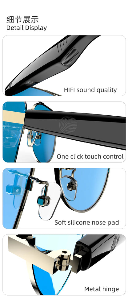 Bluetooth 5.4 Glasses Headphones Wireless Glasses Earphones Air Conduction Headsets HiFi Noise Reduction Earbuds Outdoor Sport