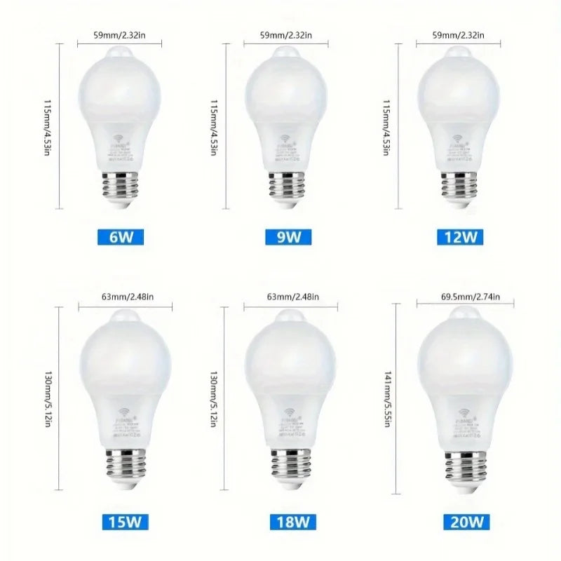 Motion Sensor Light 220V 110V E27 6W 9W 12W 15W 18W 20W LED Lamp Auto Smart Infrared Bulb Energy Saving Bombillas Home Porch