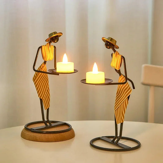 Rustic Wedding Table Centerpiece Decor Living Room Human Figurines Candlestick Gifts Candle Holders Home Decoration Accessories