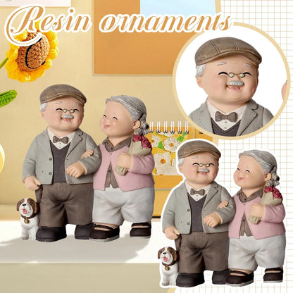 Cute Mini Grandpa Grandma Walking Decoration Desktop Ornament Suitable As An Unforgettable Wedding Anniversary Gift