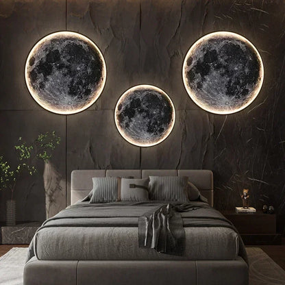 Modern 3D Moon Led Wall Lamp Living Room Background Light Home Decor Lamparas Bedroom Bedside Lighting Corridor Sconce Luminaire