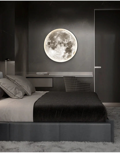 Modern 3D Moon Led Wall Lamp Living Room Background Light Home Decor Lamparas Bedroom Bedside Lighting Corridor Sconce Luminaire
