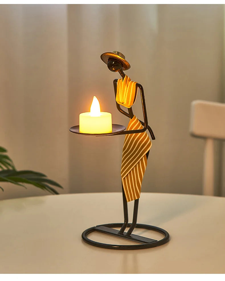 Rustic Wedding Table Centerpiece Decor Living Room Human Figurines Candlestick Gifts Candle Holders Home Decoration Accessories