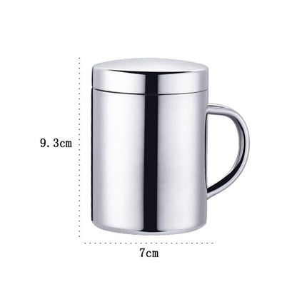 400ML Double Wall Anti Scalding Coffee Mug Insulated Portable Stainless Drink Cup Drinking Cup Steel Polishing Beer Tea Juice