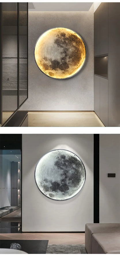 Modern 3D Moon Led Wall Lamp Living Room Background Light Home Decor Lamparas Bedroom Bedside Lighting Corridor Sconce Luminaire