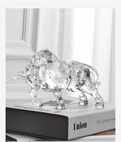 Room Decor Animal Ox Sculpture Ornaments Acrylic Crystal Crafts Statue Living Room Office Desktop Decoration Nordic Artwork Gift