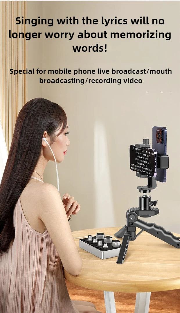 Phone Teleprompter Prompter Clip for Phone Live Broadcast Desktop Handheld Stand Video Subtitle Speech Read Tripod Accessories